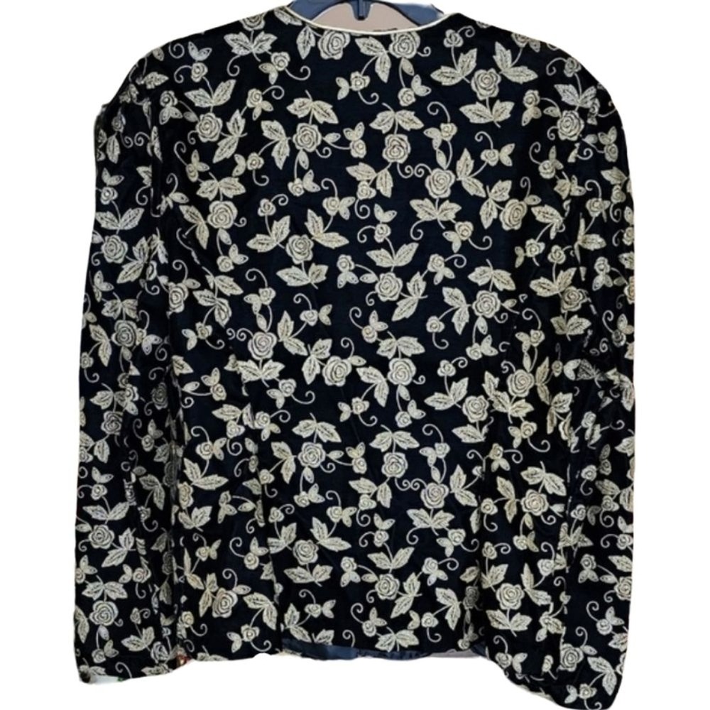 Vintage Y2K Another Thyme Floral Evening Velour Jacket Large Made in USA - Picture 4 of 8
